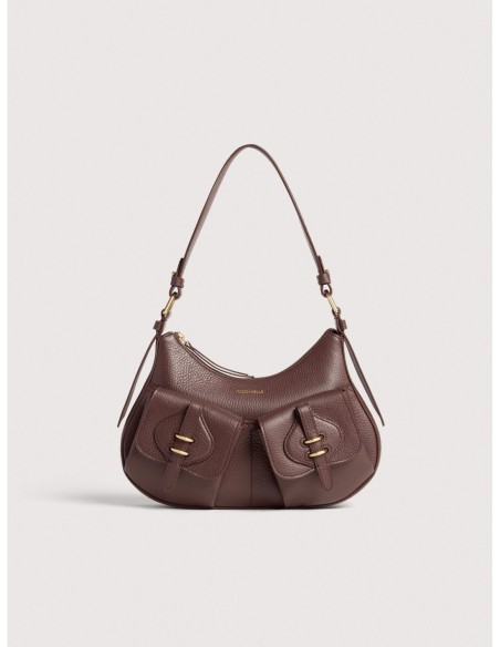 Borsa a spalla in pelle con grana Coccinelle Mavery Pocket Small – Berry - foto 1