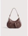 Borsa a spalla in pelle con grana Coccinelle Mavery Pocket Small – Berry