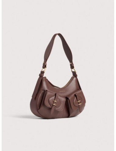 Borsa a spalla in pelle con grana Coccinelle Mavery Pocket Small – Berry - foto 2