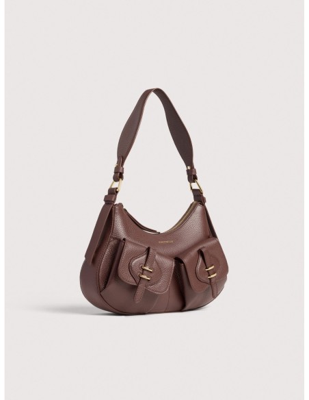 Borsa a spalla in pelle con grana Coccinelle Mavery Pocket Small – Berry - foto 2