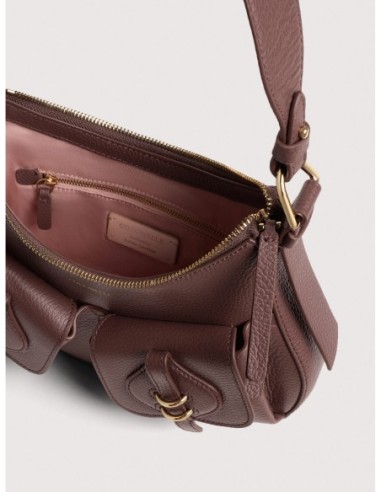 Borsa a spalla in pelle con grana Coccinelle Mavery Pocket Small – Berry - foto 3
