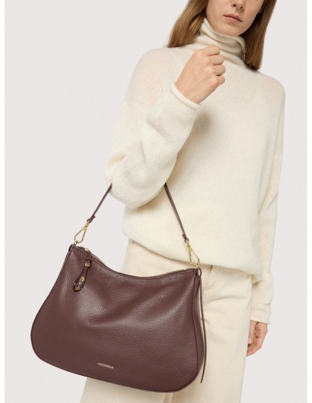 Borsa hobo in pelle con grana Coccinelle Nory Medium – Berry - foto 5