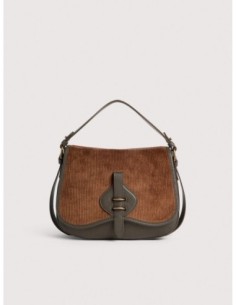 Borsa a mano in tessuto cerato e pelle Coccinelle Mavery Medium – Fango/Cognac - foto 1