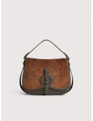 Borsa a mano in tessuto cerato e pelle Coccinelle Mavery Medium – Fango/Cognac - foto 1