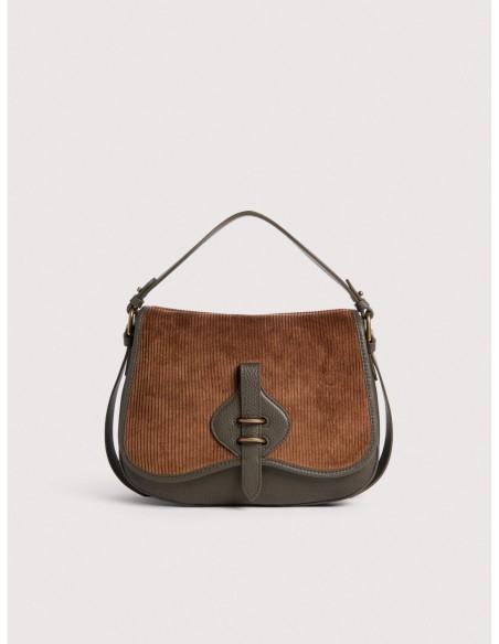 Borsa a mano in tessuto cerato e pelle Coccinelle Mavery Medium – Fango/Cognac - foto 1
