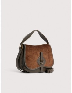Borsa a mano in tessuto cerato e pelle Coccinelle Mavery Medium – Fango/Cognac - foto 1 2