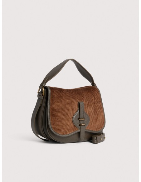 Borsa a mano in tessuto cerato e pelle Coccinelle Mavery Medium – Fango/Cognac - foto 2