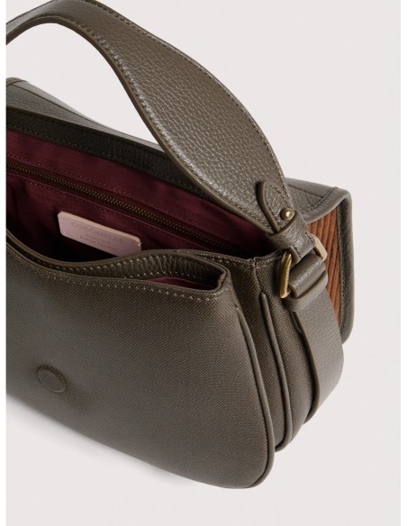 Borsa a mano in tessuto cerato e pelle Coccinelle Mavery Medium – Fango/Cognac - foto 3