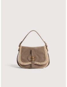 Borsa a mano in camoscio ed ecopelliccia Coccinelle Mavery Small – Warm Taupe - foto 1