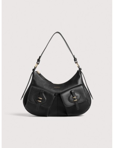Borsa a spalla in pelle con grana Coccinelle Mavery Pocket Medium – Noir - foto 1