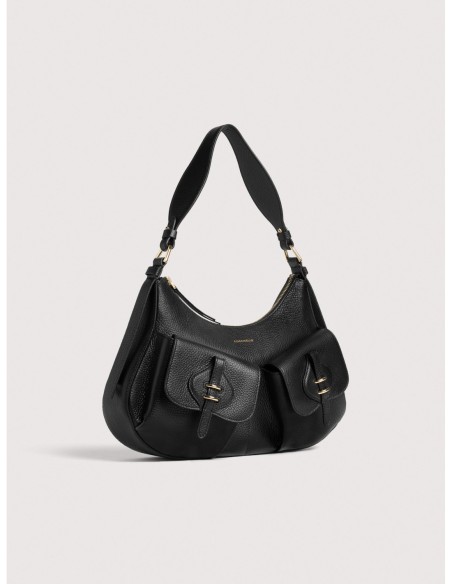 Borsa a spalla in pelle con grana Coccinelle Mavery Pocket Medium – Noir - foto 2