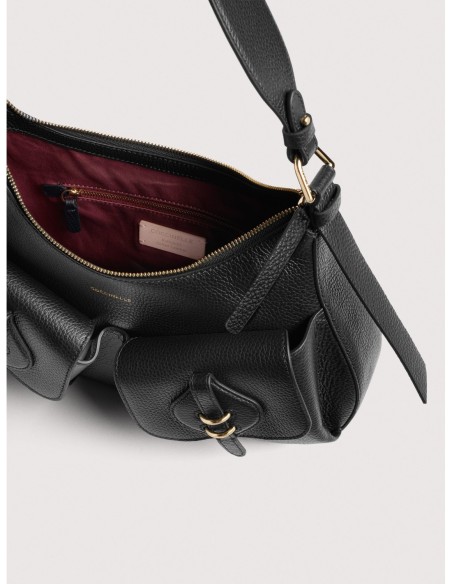 Borsa a spalla in pelle con grana Coccinelle Mavery Pocket Medium – Noir - foto 3