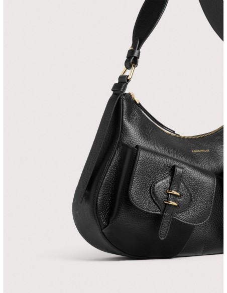 Borsa a spalla in pelle con grana Coccinelle Mavery Pocket Medium – Noir - foto 4