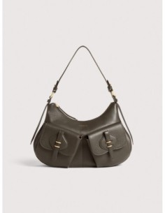Borsa a spalla in pelle con grana Coccinelle Mavery Pocket Medium – Fango - foto 1