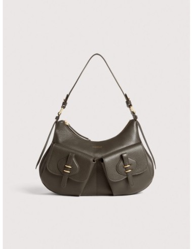 Borsa a spalla in pelle con grana Coccinelle Mavery Pocket Medium – Fango - foto 1
