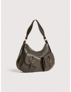 Borsa a spalla in pelle con grana Coccinelle Mavery Pocket Medium – Fango - foto 1 2
