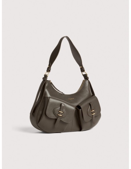 Borsa a spalla in pelle con grana Coccinelle Mavery Pocket Medium – Fango - foto 2