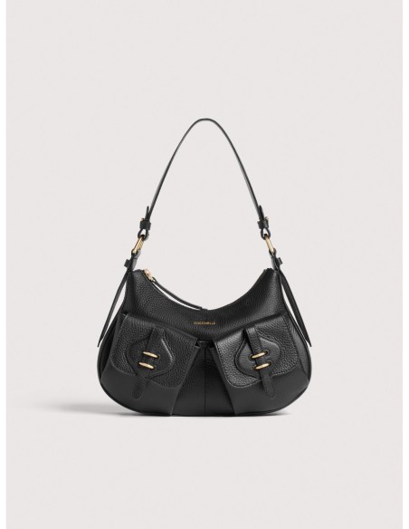 Borsa a spalla in pelle con grana Coccinelle Mavery Pocket Small – Noir - foto 1