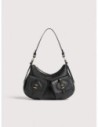 Borsa a spalla in pelle con grana Coccinelle Mavery Pocket Small – Noir