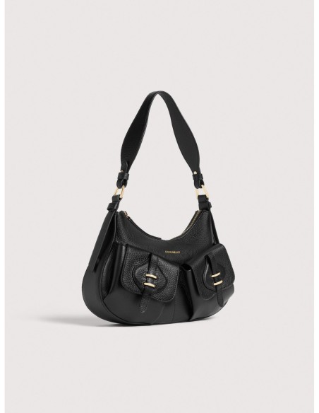 Borsa a spalla in pelle con grana Coccinelle Mavery Pocket Small – Noir - foto 2