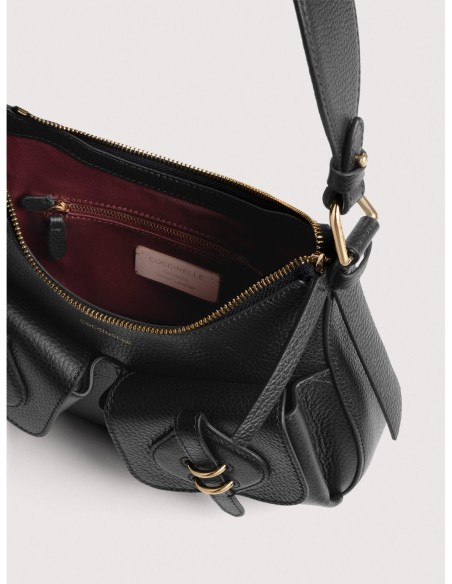 Borsa a spalla in pelle con grana Coccinelle Mavery Pocket Small – Noir - foto 3