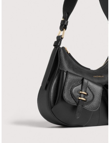Borsa a spalla in pelle con grana Coccinelle Mavery Pocket Small – Noir - foto 4
