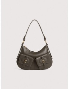 Borsa a spalla in pelle con grana Coccinelle Mavery Pocket Small – Fango - foto 1