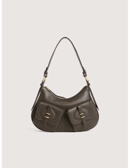 Borsa a spalla in pelle con grana Coccinelle Mavery Pocket Small – Fango - foto 1