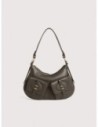 Borsa a spalla in pelle con grana Coccinelle Mavery Pocket Small – Fango