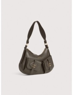 Borsa a spalla in pelle con grana Coccinelle Mavery Pocket Small – Fango - foto 1 2