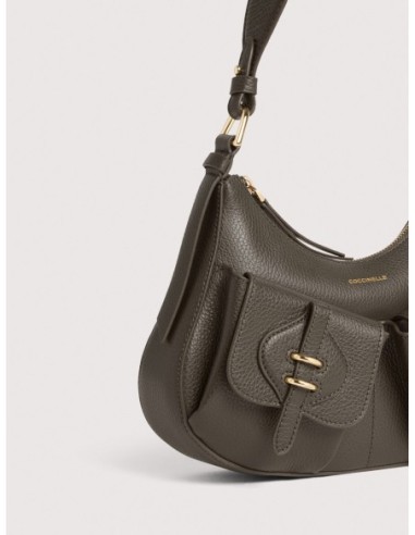 Borsa a spalla in pelle con grana Coccinelle Mavery Pocket Small – Fango - foto 4