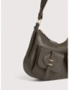 Borsa a spalla in pelle con grana Coccinelle Mavery Pocket Small – Fango