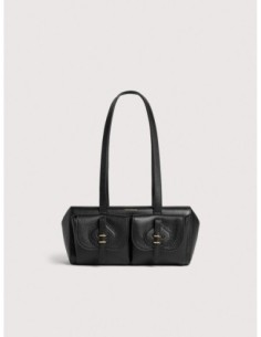 Borsa baguette a spalla in pelle con grana Coccinelle Mavery Pocket Medium – Noir - foto 1