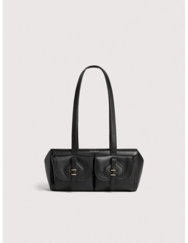 Borsa baguette a spalla in pelle con grana Coccinelle Mavery Pocket Medium – Noir - foto 1
