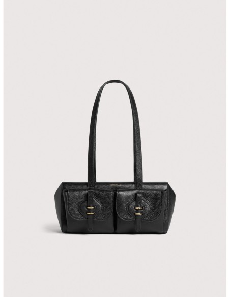 Borsa baguette a spalla in pelle con grana Coccinelle Mavery Pocket Medium – Noir - foto 1