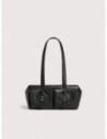 Borsa baguette a spalla in pelle con grana Coccinelle Mavery Pocket Medium – Noir