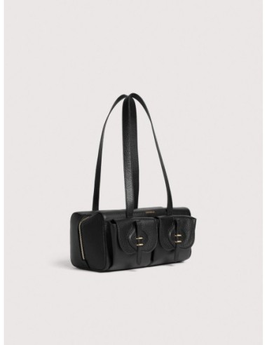 Borsa baguette a spalla in pelle con grana Coccinelle Mavery Pocket Medium – Noir - foto 2