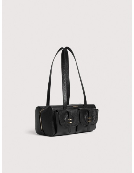 Borsa baguette a spalla in pelle con grana Coccinelle Mavery Pocket Medium – Noir - foto 2