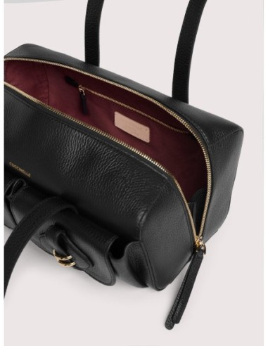 Borsa baguette a spalla in pelle con grana Coccinelle Mavery Pocket Medium – Noir - foto 3