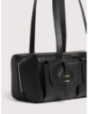 Borsa baguette a spalla in pelle con grana Coccinelle Mavery Pocket Medium – Noir