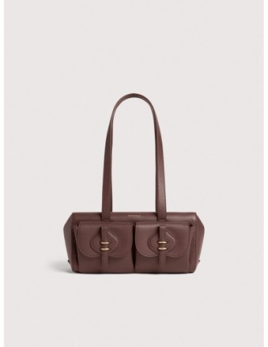 Borsa baguette a spalla in pelle con grana Coccinelle Mavery Pocket Medium – Berry - foto 1