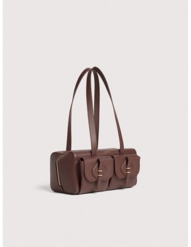 Borsa baguette a spalla in pelle con grana Coccinelle Mavery Pocket Medium – Berry - foto 2
