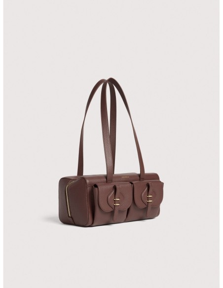 Borsa baguette a spalla in pelle con grana Coccinelle Mavery Pocket Medium – Berry - foto 2