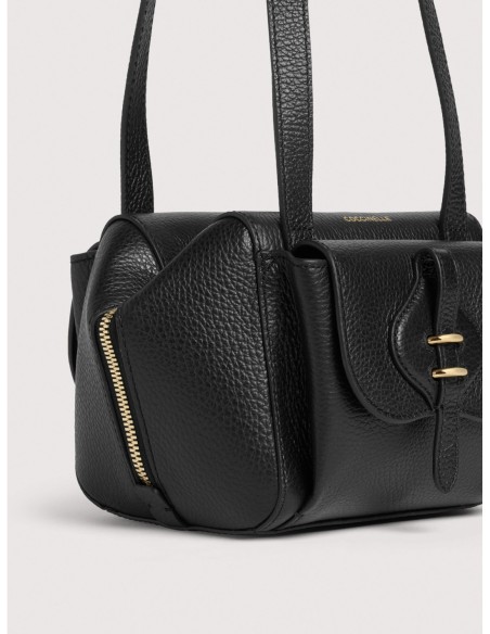 Borsa a spalla compatta in pelle con grana Coccinelle Mavery Pocket Small – Noir - foto 4