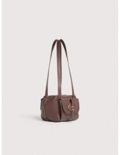 Borsa a spalla compatta in pelle con grana Coccinelle Mavery Pocket Small – Berry - foto 1 2