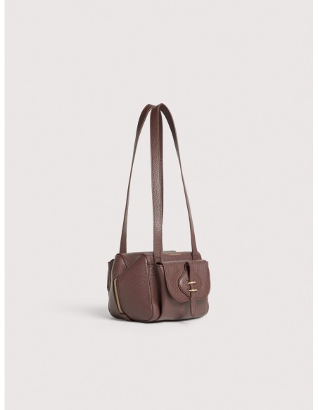 Borsa a spalla compatta in pelle con grana Coccinelle Mavery Pocket Small – Berry - foto 2