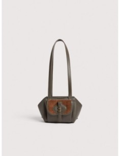 Borsa a spalla compatta in tessuto cerato e pelle Coccinelle Mavery Pocket Small – Fango/Cognac - foto 1