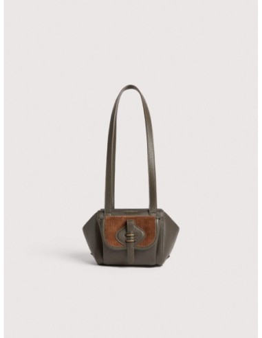 Borsa a spalla compatta in tessuto cerato e pelle Coccinelle Mavery Pocket Small – Fango/Cognac - foto 1