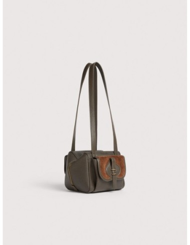 Borsa a spalla compatta in tessuto cerato e pelle Coccinelle Mavery Pocket Small – Fango/Cognac - foto 2