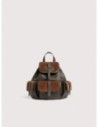 Zaino in tessuto cerato e pelle Coccinelle Mavery Pocket Medium – Fango/Cognac